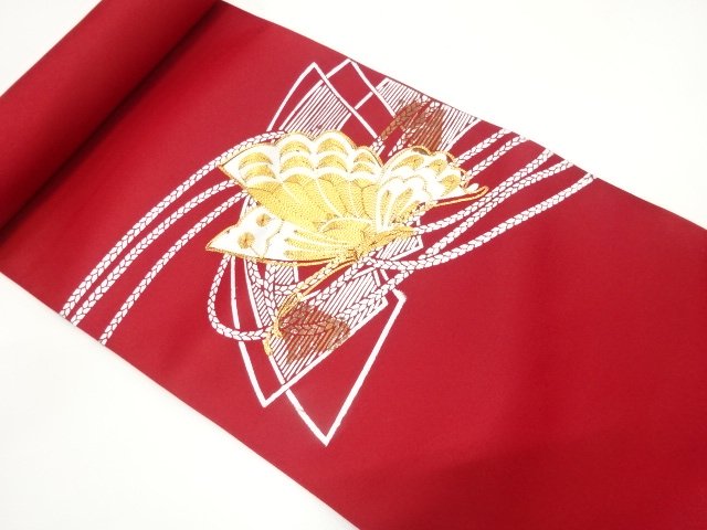 JAPANESE KIMONO / ANTIQUE BUTTERFLY / JIGAMI PATTERN EMBROIDERY NAGOYA